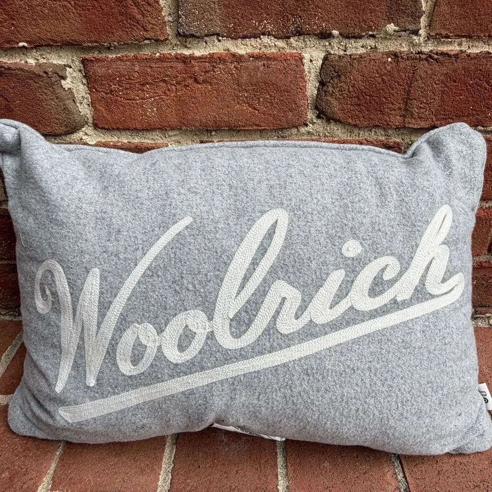 Woolrich x Target Embroidered Lumbar Toss Pillow Gray White 14